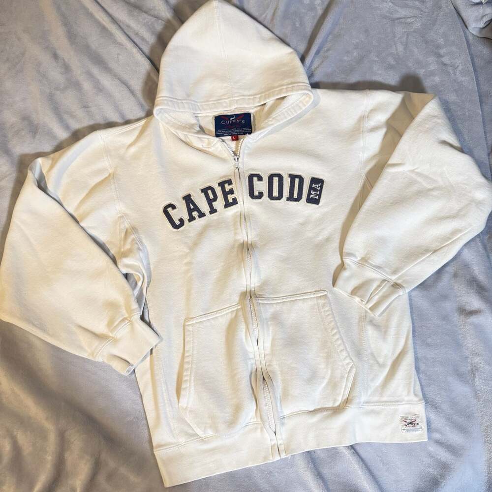 Cuffy's of Cape Cod Full Zip Hoodie Sweatshirt White Size L